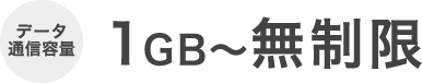 データ通信容量：1GB～無制限