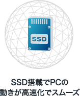 SSD搭載でPCの動きが高速化でスムーズ