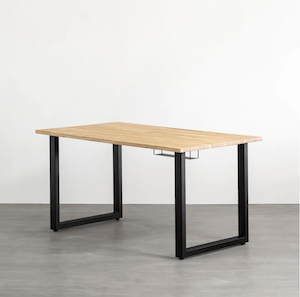 THE TABLE / ラバーウッドN × スクエア 配線孔付き Black Steel （bydesign）