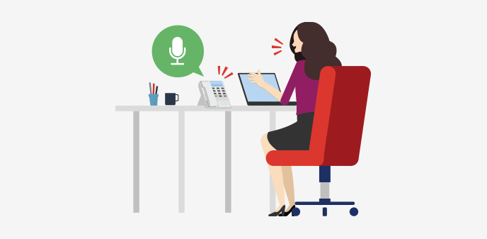 デスクと電話機のイラスト