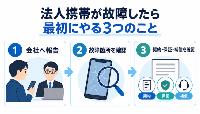 法人携帯が故障したときに最初に確認する3つの対応手順