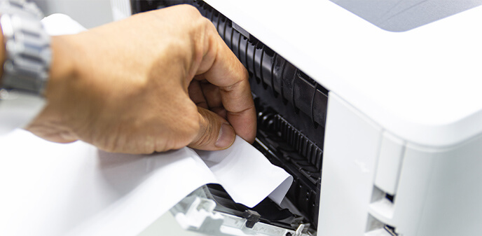 側面カバー付近の紙詰まりの様子