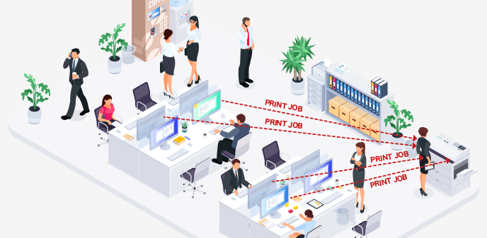 印刷ジョブが混み合っているイメージ