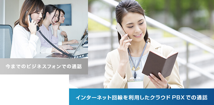 クラウドPBXの仕組みと主装置不要の構成イメージ