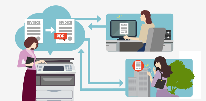 クラウド連携でテレワーク活用のイメージ