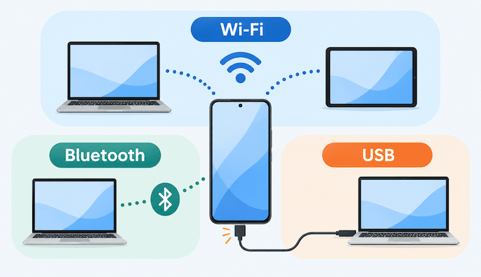 テザリングの3つの接続方法（Wi-Fi・Bluetooth・USB）