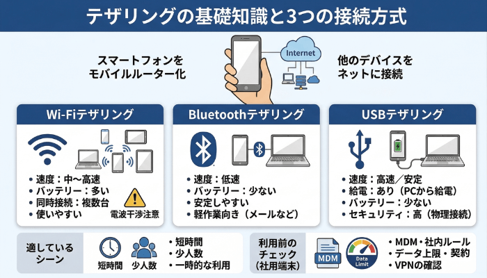 テザリングの基礎知識と3つの接続方式