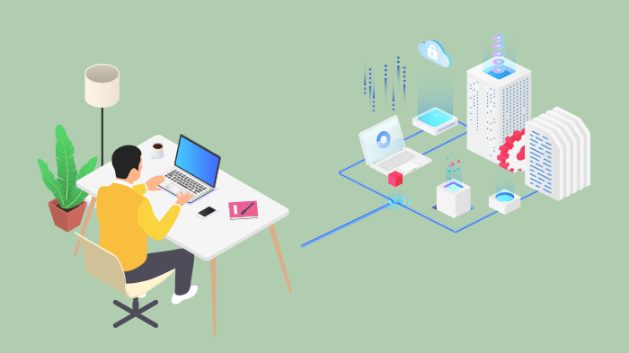 自宅から社内のネットワークやシステムにアクセスできる