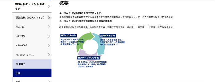 NEC AI-OCRの製品ロゴと画面イメージ