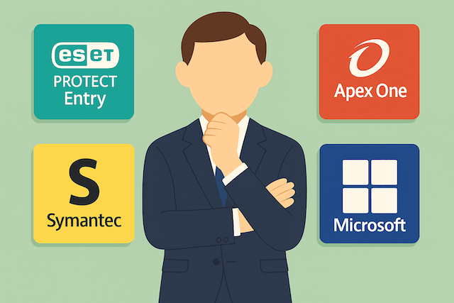 エンドポイントセキュリティ主要4製品を比較する図解
