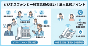 ビジネスフォンと一般電話機の違いを図解で解説｜法人で比較したいポイント